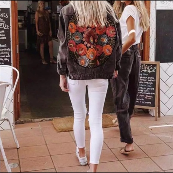 RELISTED Boho Embroidered Oversized Embroidered Jean Jacket - Picture 7 of 14